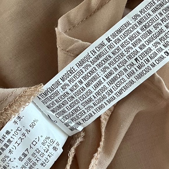 ENGLISH FACTORY | Fall Ruffle Square Neck Mini Dress in Tan | Size Small - Picture 9 of 10